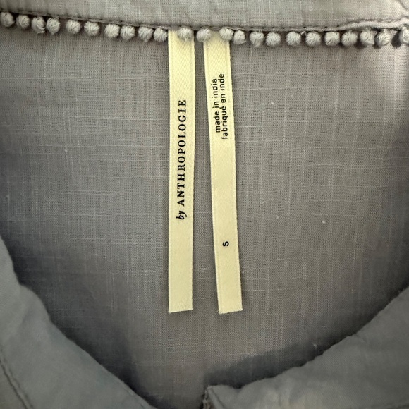 Anthropologie Handkerchief Buttondown Eyelet Embroidered Sky Blouse Size S - Picture 9 of 10